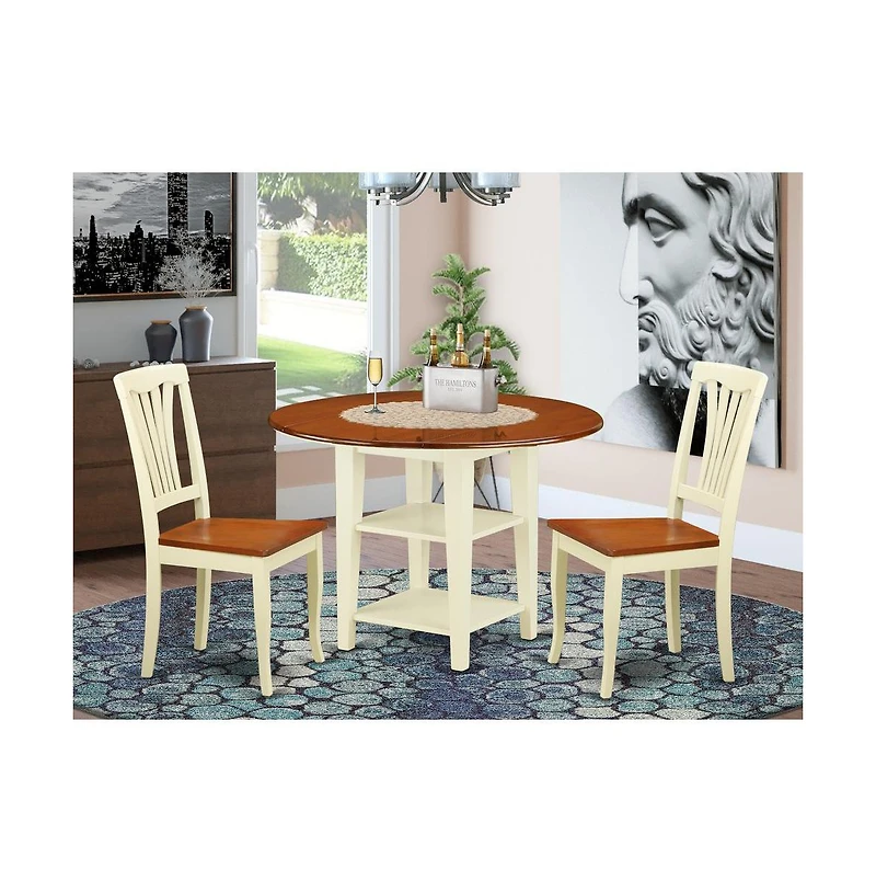 East West Furniture Dining Room Set Buttermilk & Cherry