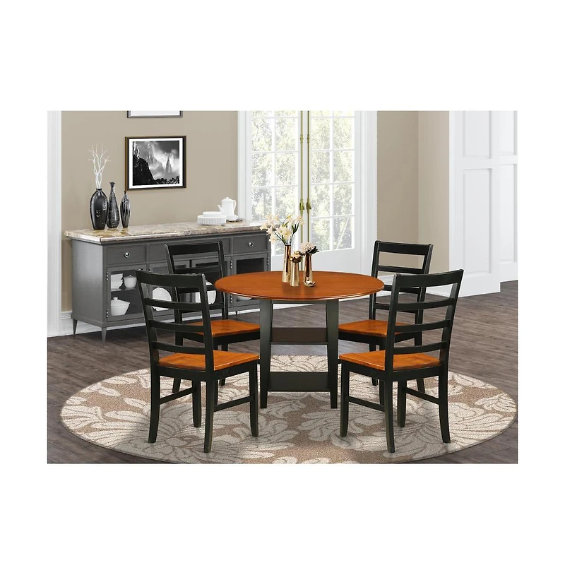 East West Furniture Dining Room Set Black & Cherry