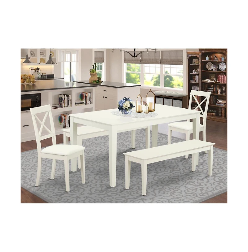 East West Furniture Dining Room Set Linen White