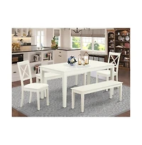 East West Furniture Dining Room Set Linen White