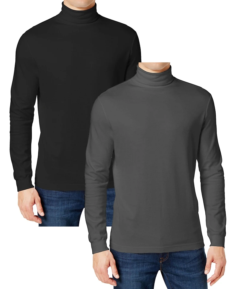 Galaxy By Harvic Men's 2-Pack Long Sleeve Turtle Neck T-Shirt
