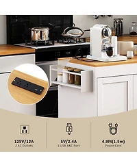 Maison Boucle 74.8" Expandable Kitchen Island with Slide-Out Table, Drawers & Usb Outlet-Maison Boucle