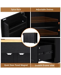Maison Boucle 74.8" Expandable Kitchen Island with Slide-Out Table, Drawers & Usb Outlet-Maison