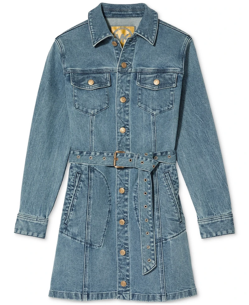 Michael Kors Women's Belted Denim Mini Dress