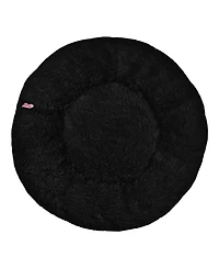 The Licker Store Maisie Bohemian Glam Faux Fur Round Fluffy Calming Donut Pet Bed with Washable Cover