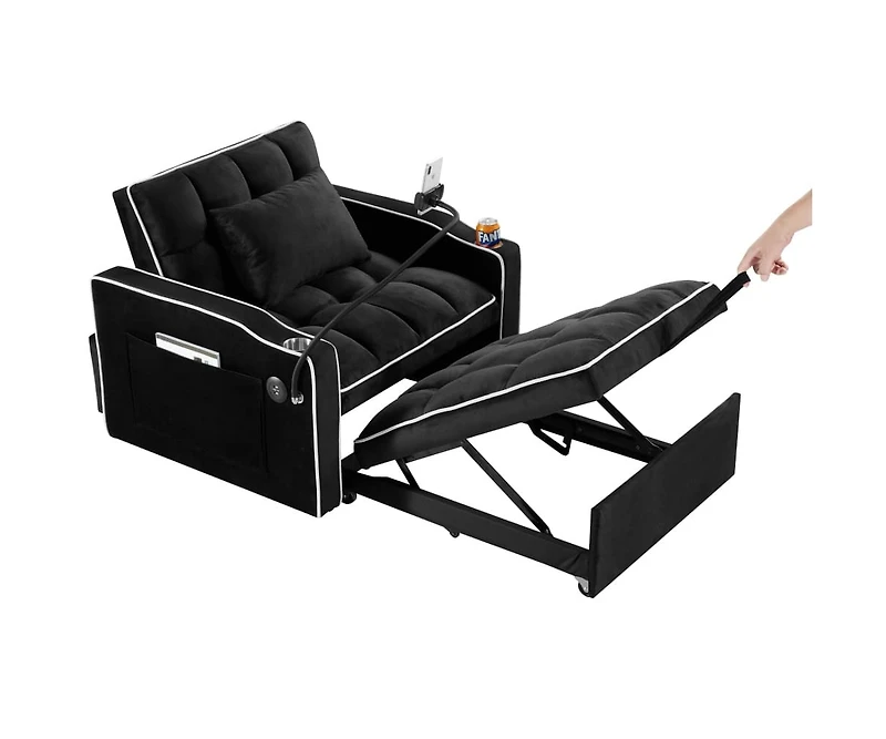 Maison Boucle Tufted Twin Daybed with Pull-Out Trundle, Upholstered Sofa Bed Arms for Small Spaces or Living Room-Maison