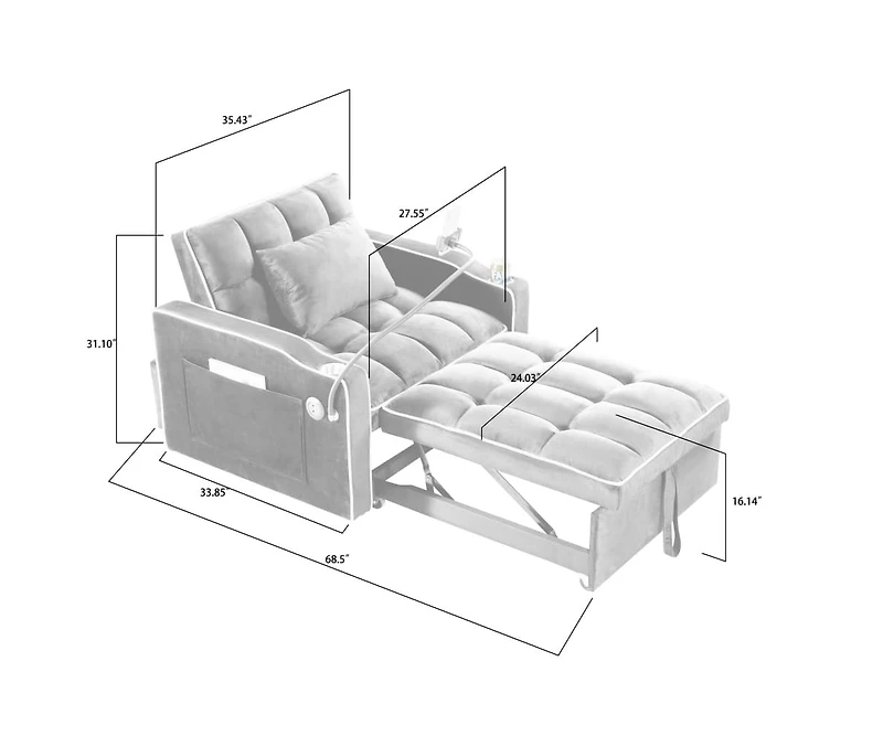 Maison Boucle Tufted Twin Daybed with Pull-Out Trundle, Upholstered Sofa Bed with Arms for Small Spaces or Living Room-Maison Boucle