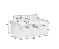 Maison Boucle Pull-Out Sleeper Loveseat Sofa, Compact Convertible Couch Bed with Adjustable Backrest & Side Pocket for Small Spaces-Maison