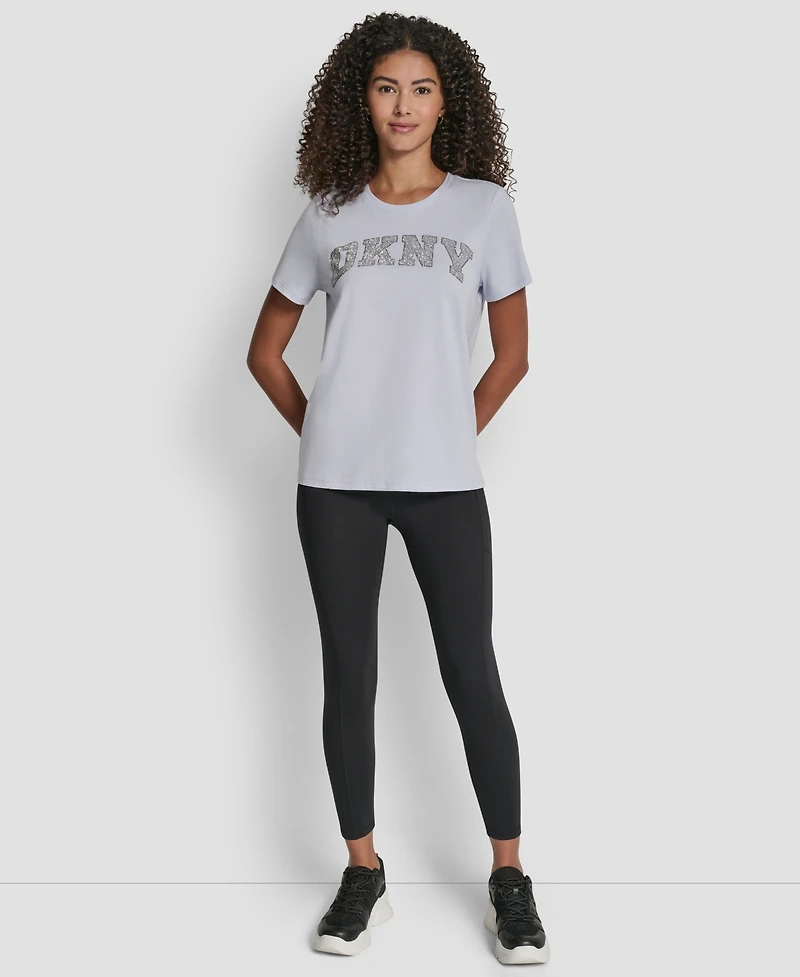 Dkny Women's Arched Exploded Rhinestone Crewneck T-Shirt
