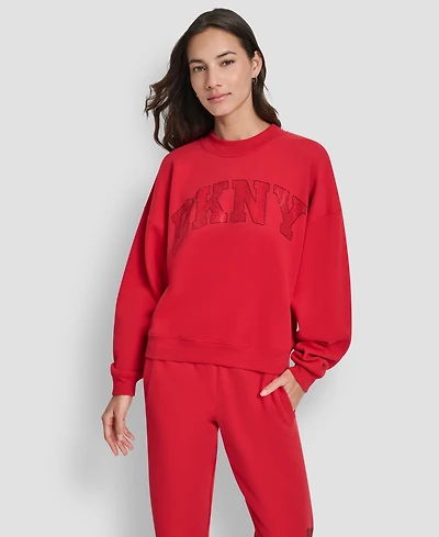 Dkny Women's Exploded Rhinestone Varsity Logo Sweatshirt