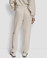 Dkny Women's Exploded Rhinestone Varsity Logo High Rise Relaxed Jogger