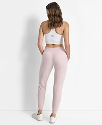 Dkny Women's Tonal Logo Patch Rib Trim Side Pockets Jogger