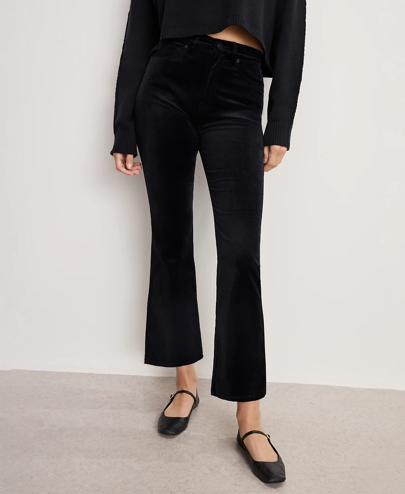 Good American Women's Velvet High Rise Kick Flare Pants