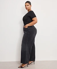 Good American Women's Skate Cropped Wide Leg Jeans