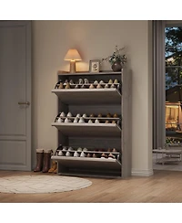 gaomon Shoe Cabinet with 3 Flip Drawers, Wooden Shoe Organizer Cabinet with Adjustable Shelf, Shoe Storage for Entryway, Hidden Shoe Cabinet for Hallw