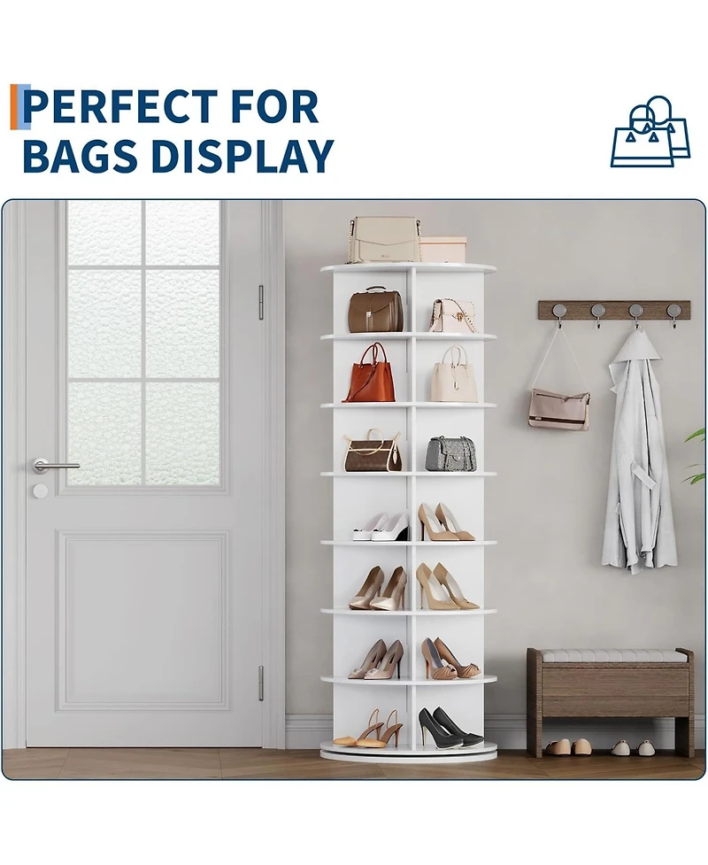 gaomon 7 Tier Rotating Shoe Rack Tower, 360° Revolving Free Standing Spinning Shoe Organizer, Vertical Spinning Shoes Display, Shoes Rack Storage