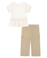 Kids Headquarters Toddler & little Girls 4T-6X 2-Piece Short Sleeve Top and Pants Set