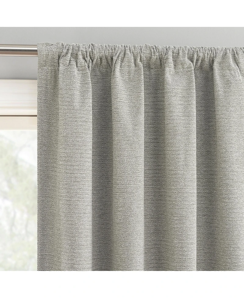 Sun Zero Parsons Herringbone Magnetic Closure 100% Blackout Rod Pocket Curtain Panel Pair
