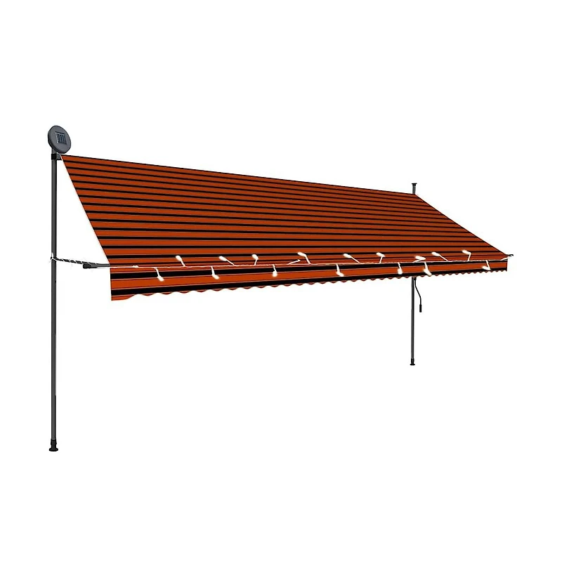 vidaXL Retractable Awning Orange and Brown Polyester with Pu coating, Steel