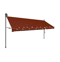 vidaXL Retractable Awning Orange and Brown Polyester with Pu coating, Steel