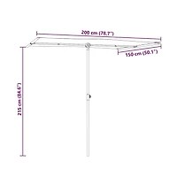 vidaXL Garden Parasol Black Polyester, Aluminum 6.6 x 4.9 ft Rotatable