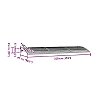 vidaXL Door Canopy Black Polycarbonate 118.1 x 39.4 in Durable