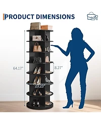 Gaomon 7-Tier 360° Rotating Shoe Rack – Freestanding, vertical spinning organizer for compact shoe storage.