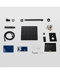 Rainsken High Pressure 10" Rain Shower Head and Handheld Shower Spray, Wall Mount Tub Faucet Shower Valve with Trim and Diverter, Matte Black