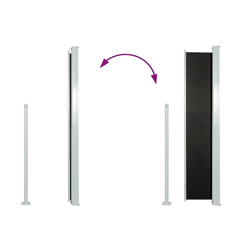 vidaXL Side Awning Black Steel frame, 100% polyester with Pu coating
