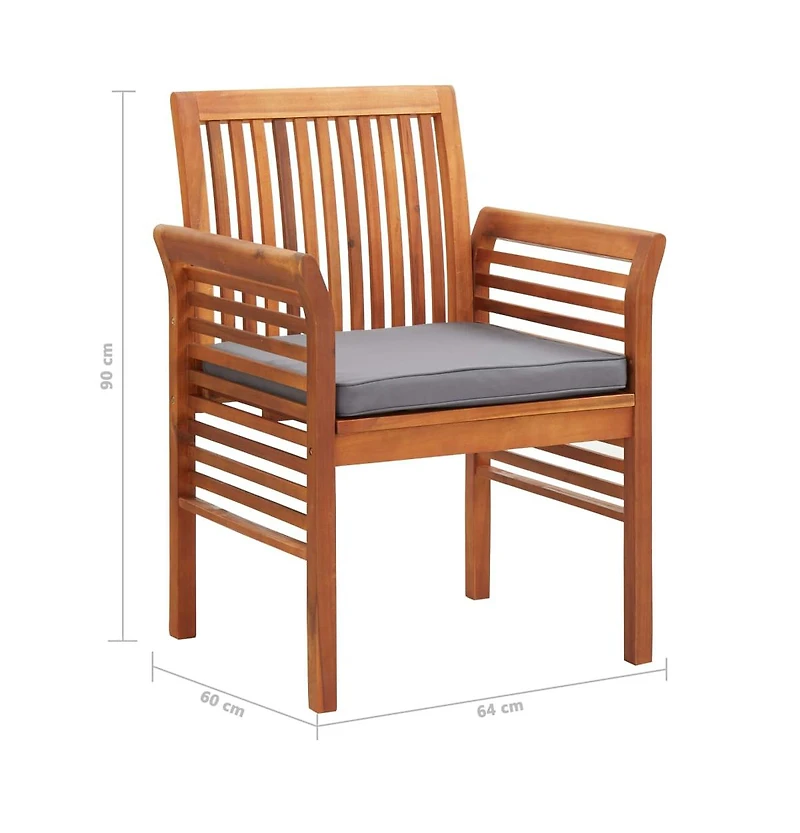 vidaXL Patio Dining Chairs with Cushions 3 pcs Solid Acacia Wood