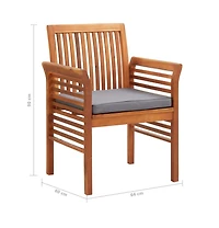 vidaXL Patio Dining Chairs with Cushions 3 pcs Solid Acacia Wood