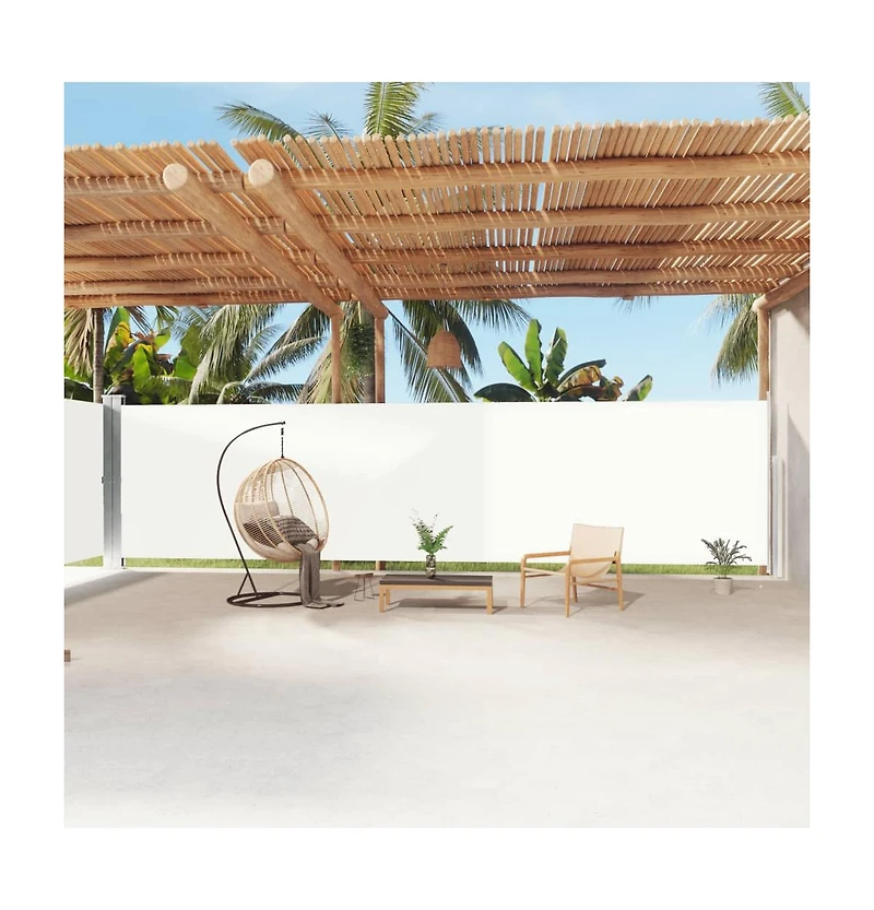 vidaXL Side Awning Cream Polyester with Pu coating, steel, aluminum Large