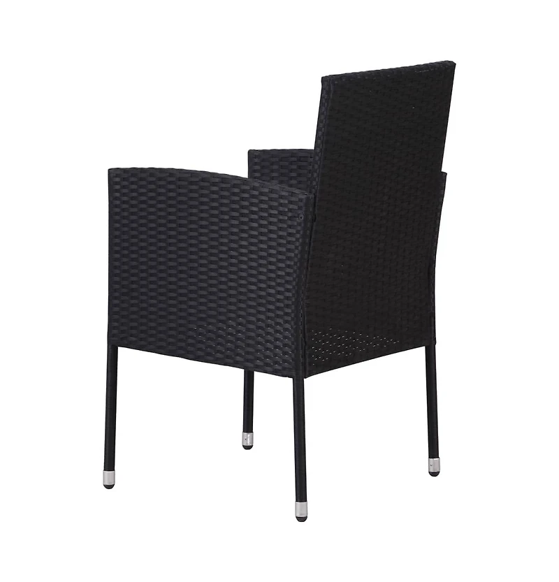 vidaXL Patio Chairs with Cream White Cushions 2 pcs Black Poly Rattan