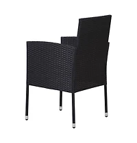 vidaXL Patio Chairs with Cream White Cushions 2 pcs Black Poly Rattan