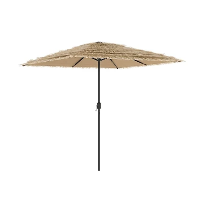 vidaXL Garden Parasol Brown Polyester Large Collapsible Garden Parasol