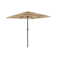 vidaXL Garden Parasol Brown Polyester Large Collapsible Garden Parasol