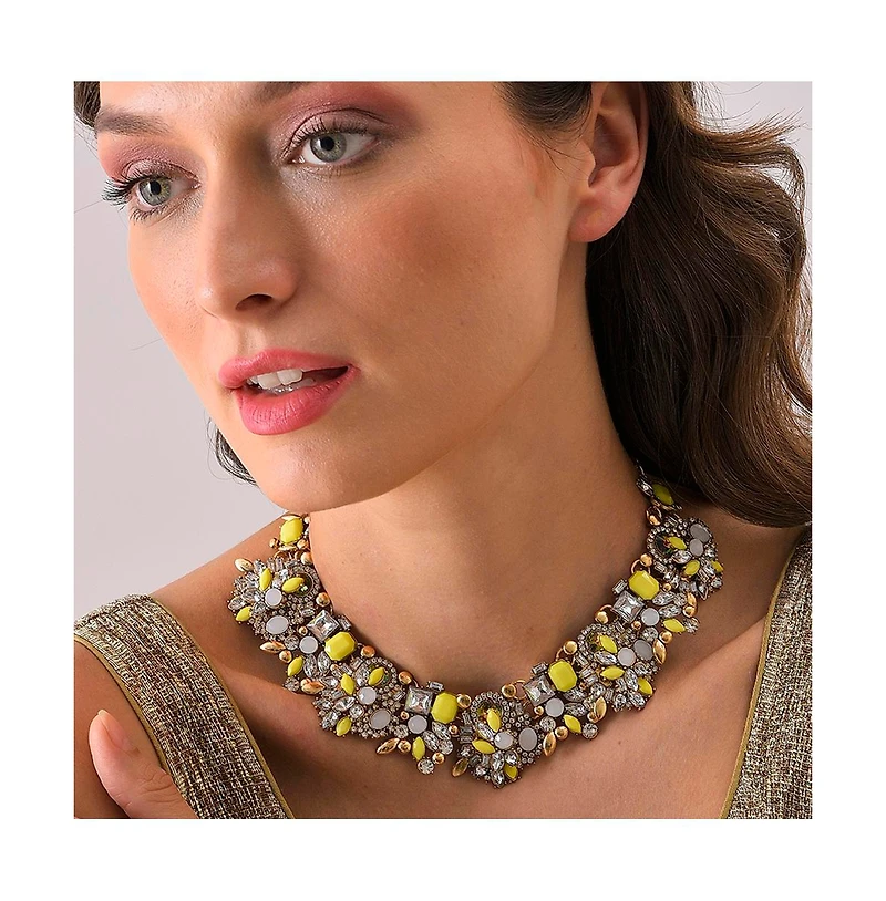 Sohi Women's Yellow Stone Cluster Necklace