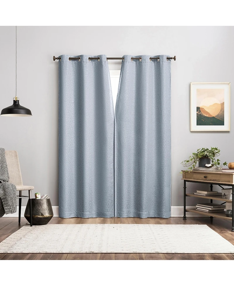 Sun Zero Servana Abstract Magnetic Closure 100% Blackout Grommet Curtain Panel Pair