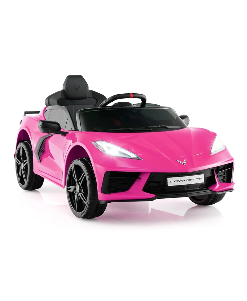 12V Electric Kids Ride On Car Licensed Chevrolet Corvette C8 with Remote Control Ages 3+ Years Old-Pink