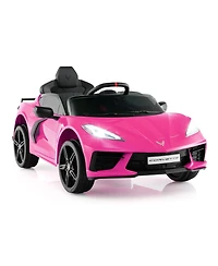 12V Electric Kids Ride On Car Licensed Chevrolet Corvette C8 with Remote Control Ages 3+ Years Old-Pink