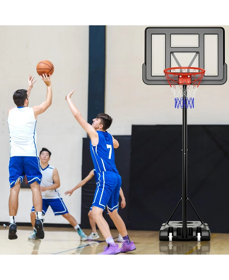 4.4-10 Feet Portable Basketball Hoop Adjustable with 2 Wheels and Fillable Base-Black