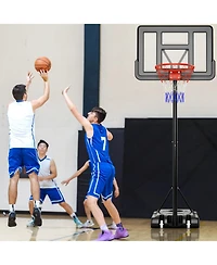 4.4-10 Feet Portable Basketball Hoop Adjustable with 2 Wheels and Fillable Base-Black