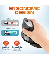 Delton S22 Ergonomic Vertical Wireless Mouse with Usb Dongle, 6 Buttons (DMERGS22-wb)