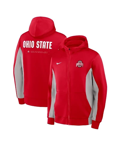 Nike Men's Scarlet/Gray Ohio State Buckeyes Dri-fit Game Full-Zip Hoodie Jacket