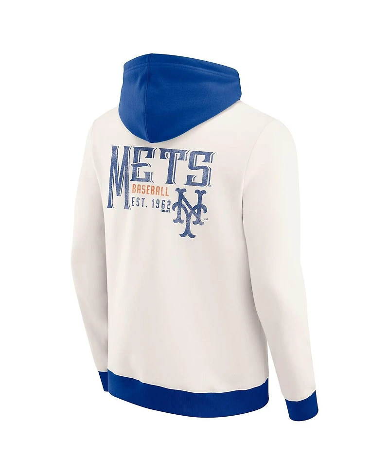 Fanatics Men's Cream New York Mets Polar Fleece Full-Zip Hoodie