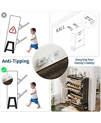 gaomon Shoe Storage Organizer with 2 Flip Drawers and 1 Drawer, Freestanding Narrow Shoe Rack, Shoe Storage Organizer with 3-Tier Adjustable Shelves,