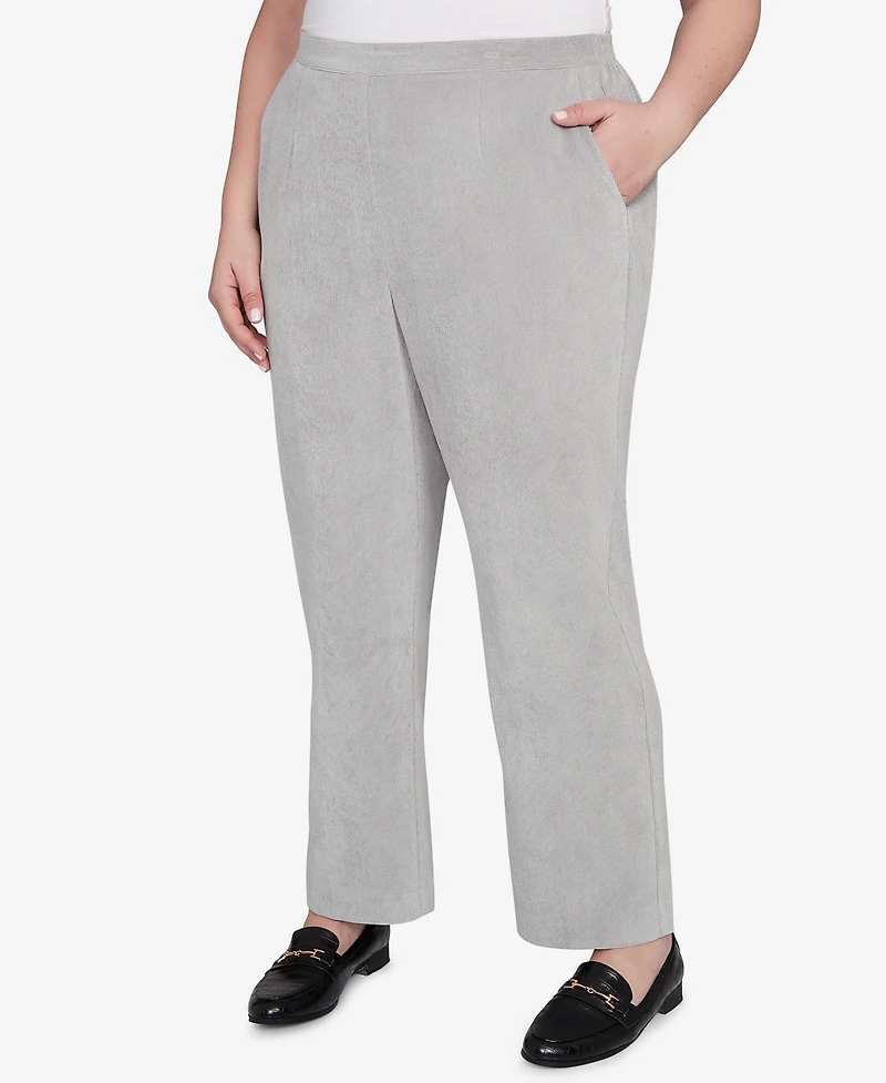 Alfred Dunner Plus Stockbridge Pull-On Corduroy Flat Front Short Length Pant
