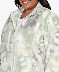 Alfred Dunner Plus Stockbridge Leaf Patchwork Cozy Knit Jacket