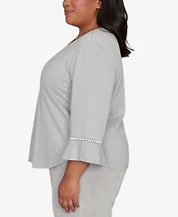 Alfred Dunner Plus Stockbridge Christmas Tree Embellished Knit Top