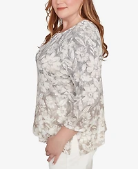 Alfred Dunner Plus Vienna Ombre Floral Knit Top